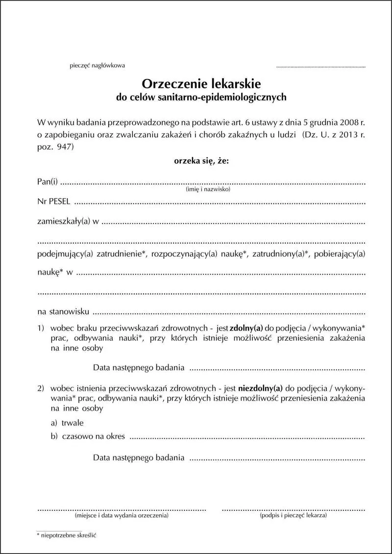 Książeczka sanepidowska Lublin