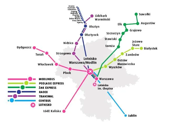 Podróż autobusem Lublin Modlin