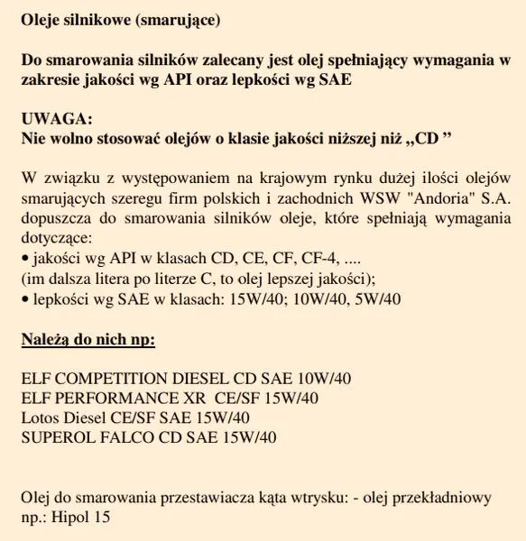 Pojemność układu olejowego Lublin 3